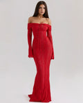 Alessandra – Red Floral Lace Maxi Dress Clotheshomes™