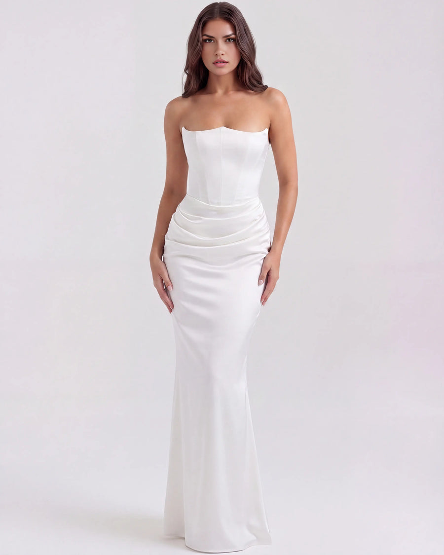 Rosalind – White Corset Maxi Dress Clotheshomes™