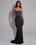 Lumina – Black Gradient Mesh Maxi Gown Clotheshomes™