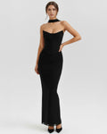 Malu – Black Mesh Corset Maxi Set Clotheshomes™