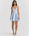 Selene – Baby Blue Satin Mini Dress Clotheshomes™