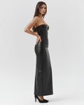 Vanessa – Black Stretch Velvet Midi Dress Clotheshomes™