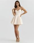 Selene – Cream Satin Mini Dress Clotheshomes™