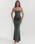 Rosalind – Forest Green Corset Maxi Dress Clotheshomes™