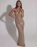Aurea – Gold Rhinestone Maxi Dress Clotheshomes™