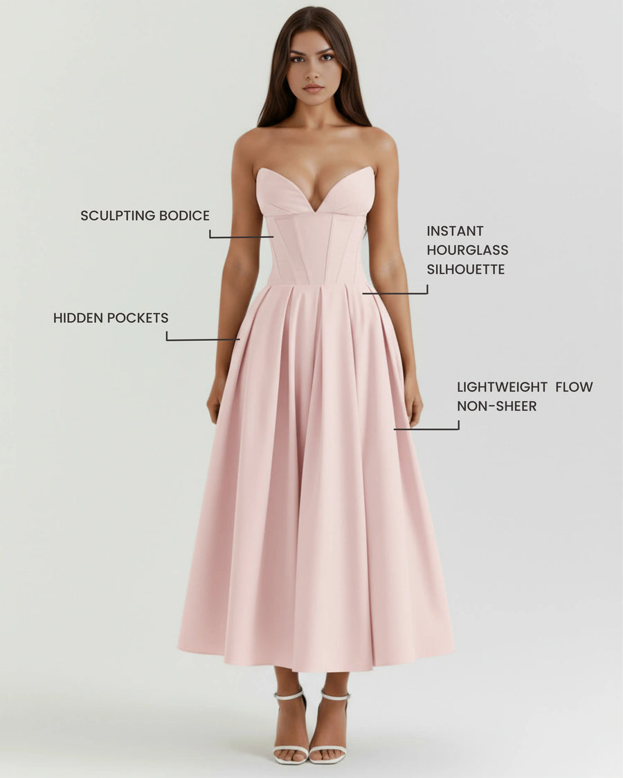 Amalfi – Pink Sculpted Corset Dress Clotheshomes™
