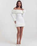 Bella – White Faux Fur Off-Shoulder Mini Dress Clotheshomes™