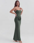 Rosalind – Forest Green Corset Maxi Dress Clotheshomes™