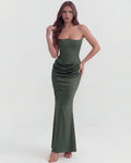 Rosalind – Forest Green Corset Maxi Dress Clotheshomes™