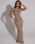 Aurea – Gold Rhinestone Maxi Dress Clotheshomes™