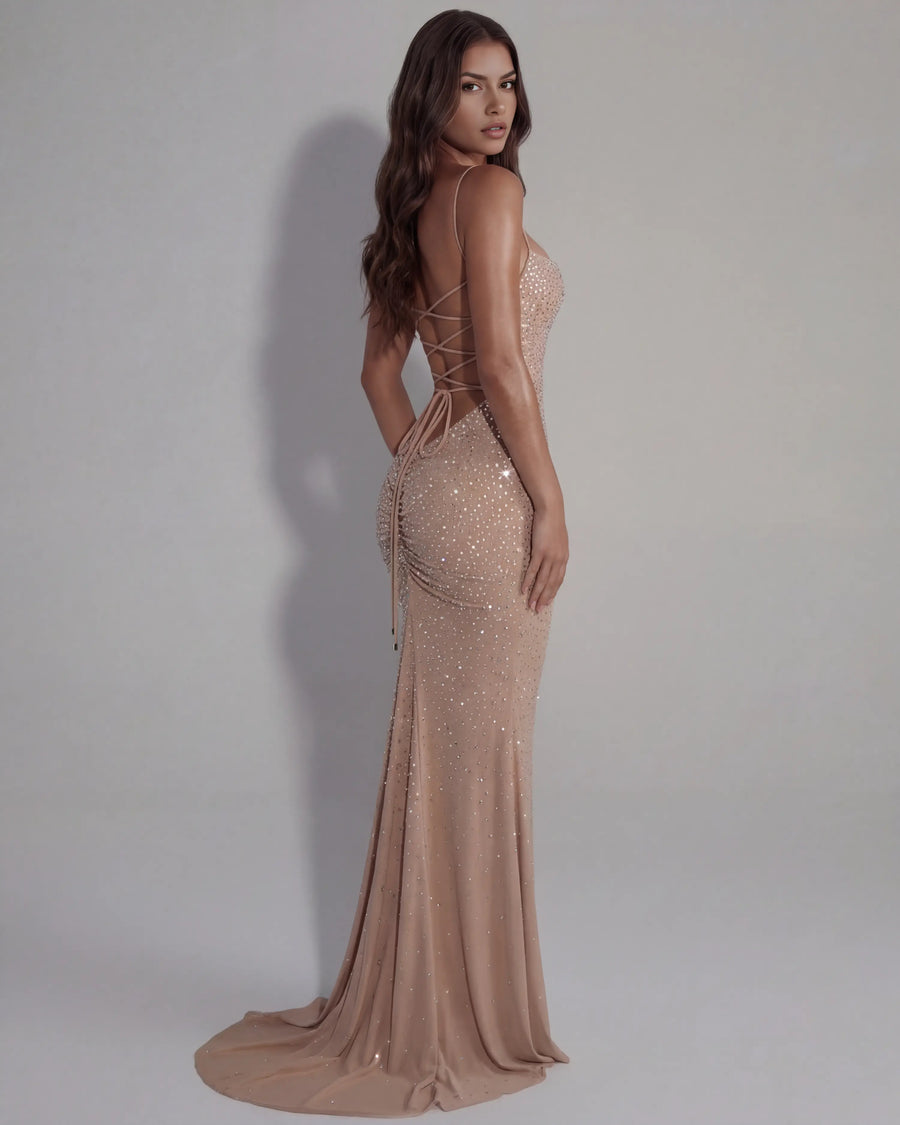 Lumina – Cream Gradient Mesh Maxi Gown Clotheshomes™