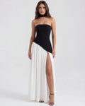 Serena – Black & White Strapless Maxi Dress Clotheshomes™