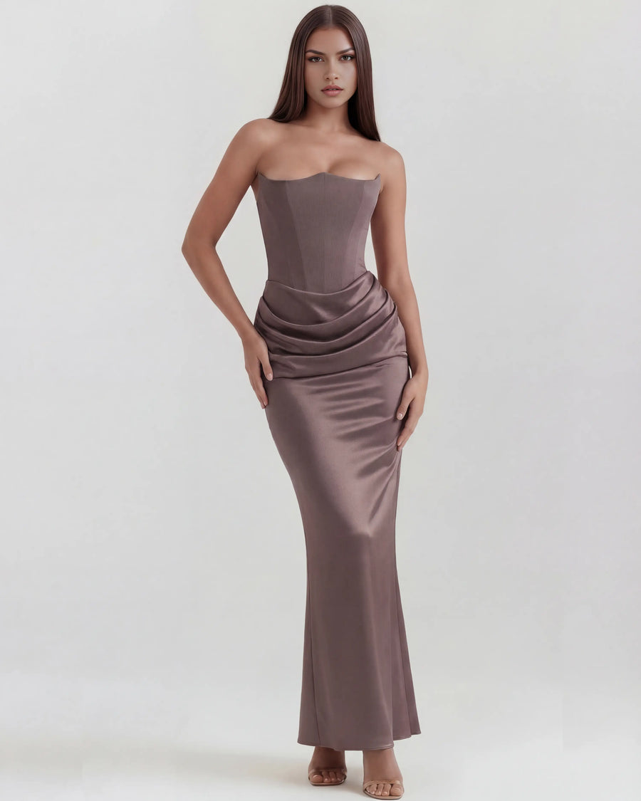 Rosalind – Smoke Corset Maxi Dress Clotheshomes™