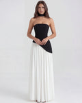 Serena – Black & White Strapless Maxi Dress Clotheshomes™
