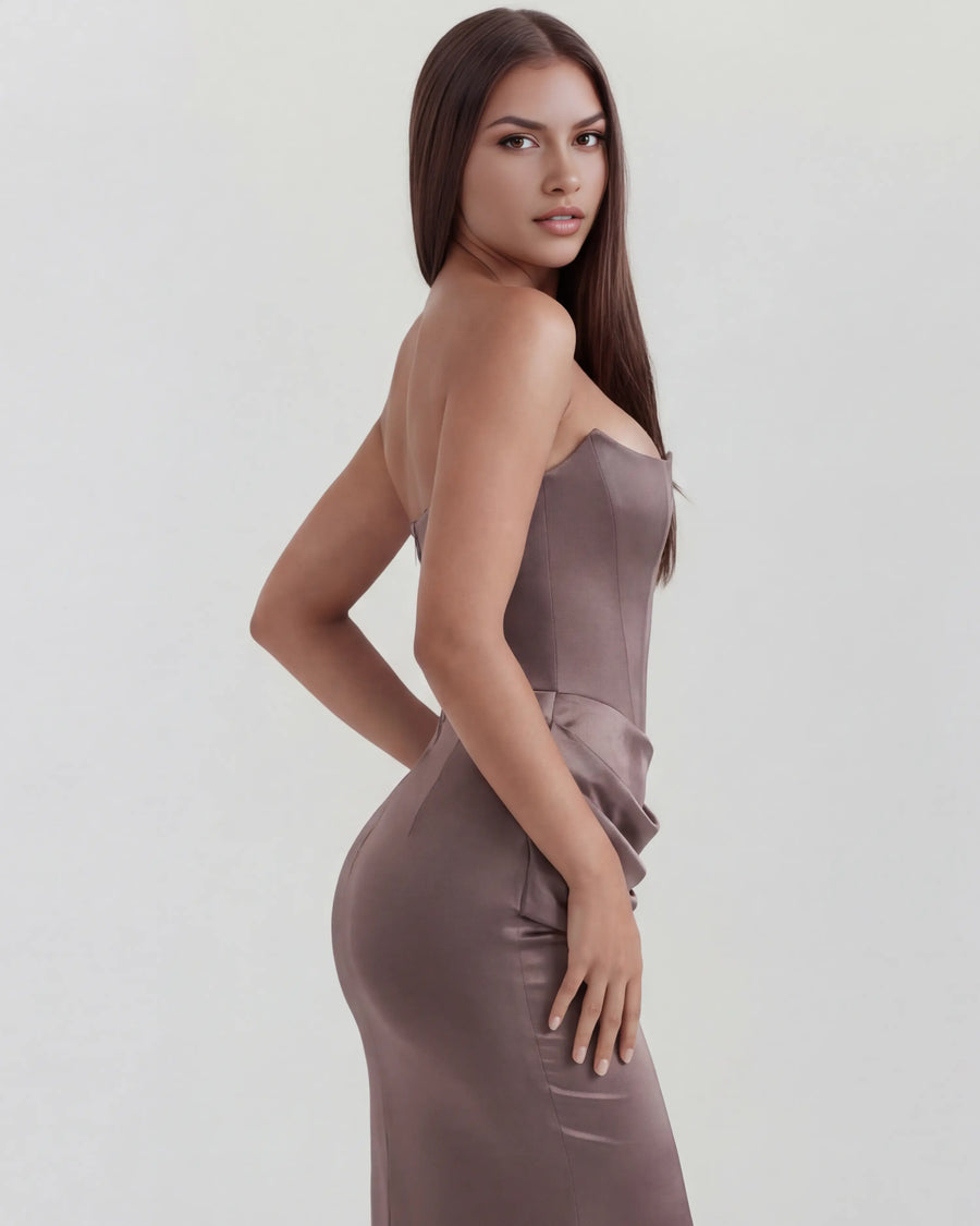 Rosalind – Smoke Corset Maxi Dress Clotheshomes™