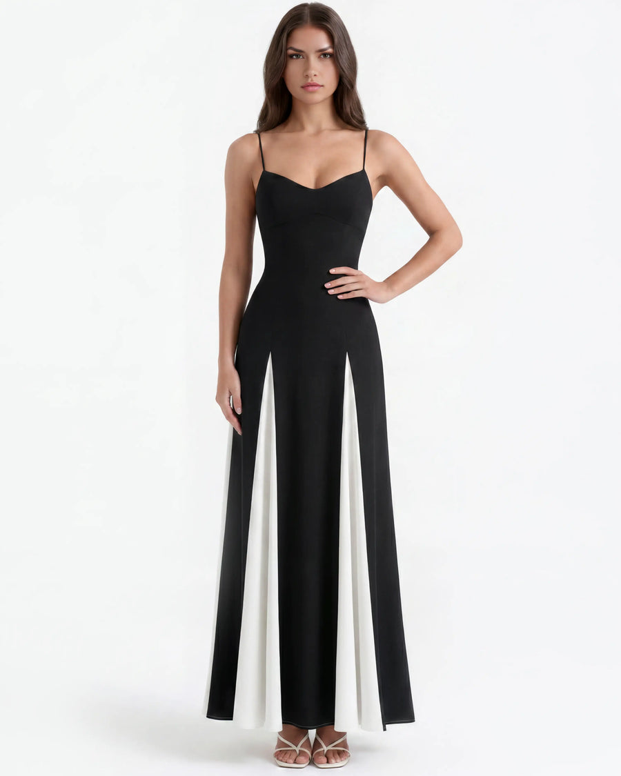 Porto Fino – Black & White A-Line Dress Clotheshomes™