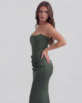 Rosalind – Forest Green Corset Maxi Dress Clotheshomes™