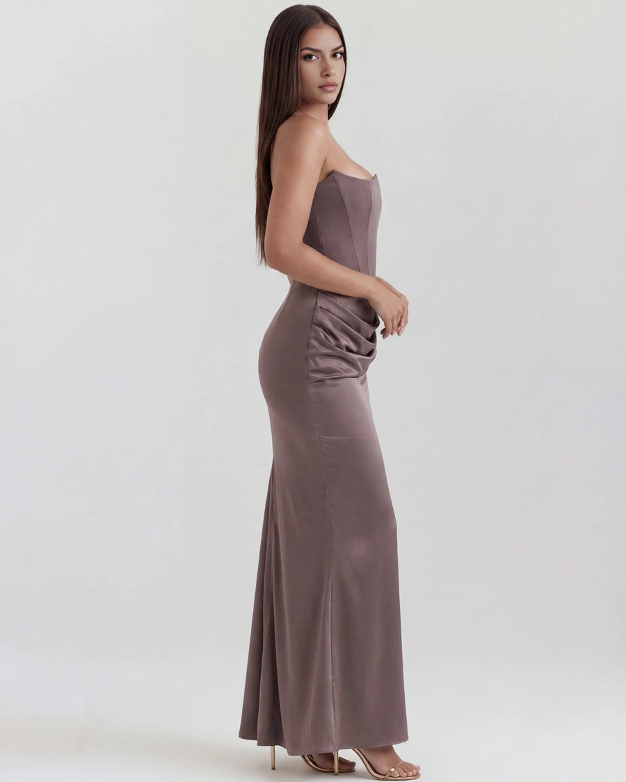 Rosalind – Smoke Corset Maxi Dress Clotheshomes™