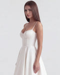 Selene – White Satin Midi Dress Clotheshomes™