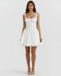 Luna – White Floral Cotton Mini Dress Clotheshomes™