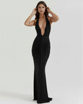 Ariel – Black Plunge Maxi Dress Clotheshomes™