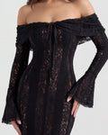 Alessandra – Black Floral Lace Maxi Dress Clotheshomes™