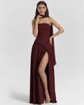 Serena – Burgundy Crepe Maxi Dress Clotheshomes™