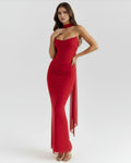 Malu – Red Mesh Corset Maxi Set Clotheshomes™