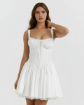 Luna – White Floral Cotton Mini Dress Clotheshomes™
