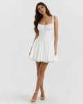 Luna – White Floral Cotton Mini Dress Clotheshomes™