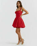 Luna – Red Floral Cotton Mini Dress Clotheshomes™