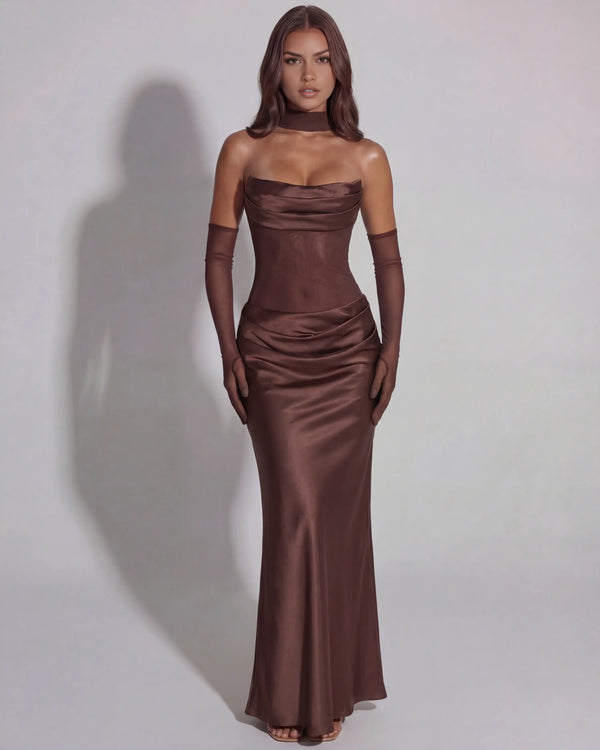 Vittoria – Brown Sculpted Maxi Gown