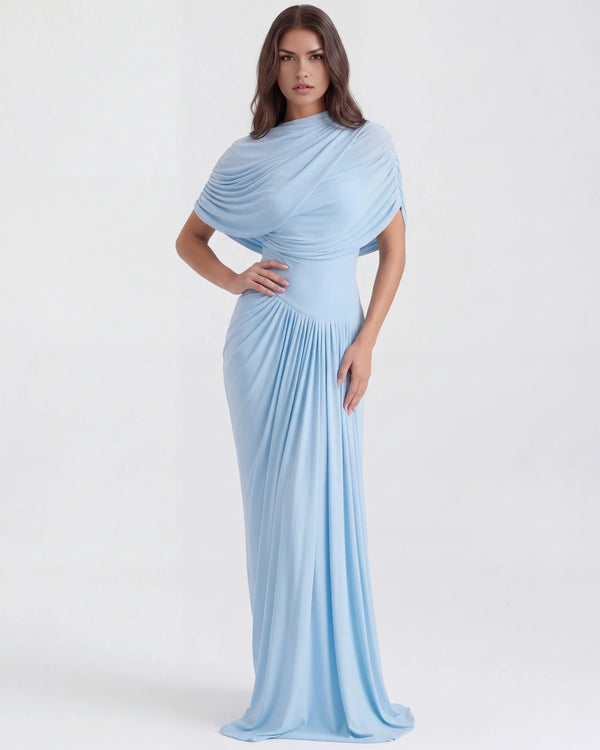 Camilla – Baby Blue Draped Maxi Dress