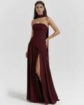 Serena – Burgundy Crepe Maxi Dress Clotheshomes™