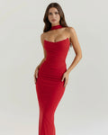 Malu – Red Mesh Corset Maxi Set Clotheshomes™
