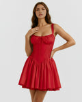 Luna – Red Floral Cotton Mini Dress Clotheshomes™