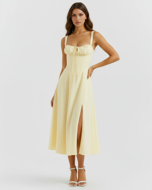 Aurora – Light Yellow Floral Mini Dress