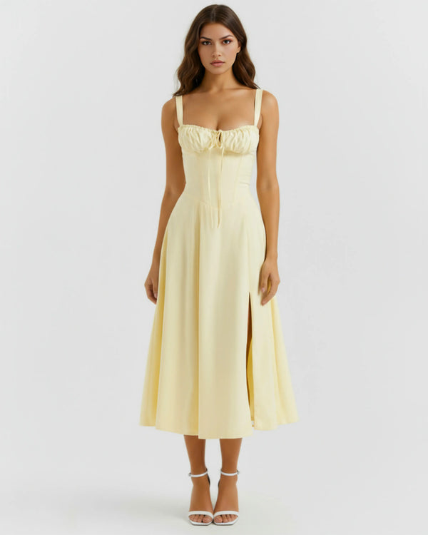Aurora – Light Yellow Floral Mini Dress Clotheshomes™