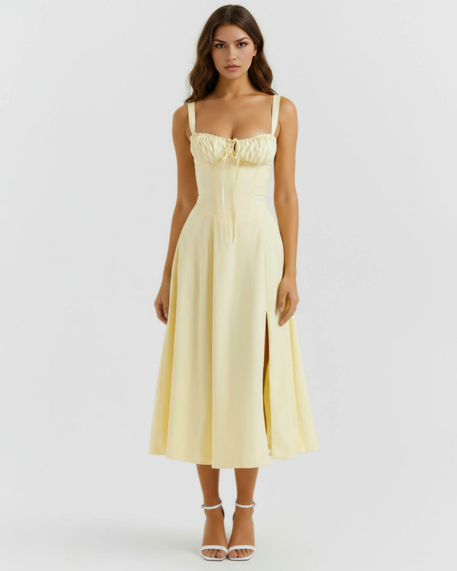 Aurora – Light Yellow Floral Mini Dress Clotheshomes™