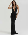 Ariel – Black Plunge Maxi Dress Clotheshomes™