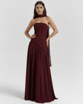 Serena – Burgundy Crepe Maxi Dress Clotheshomes™