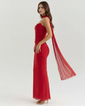 Malu – Red Mesh Corset Maxi Set Clotheshomes™