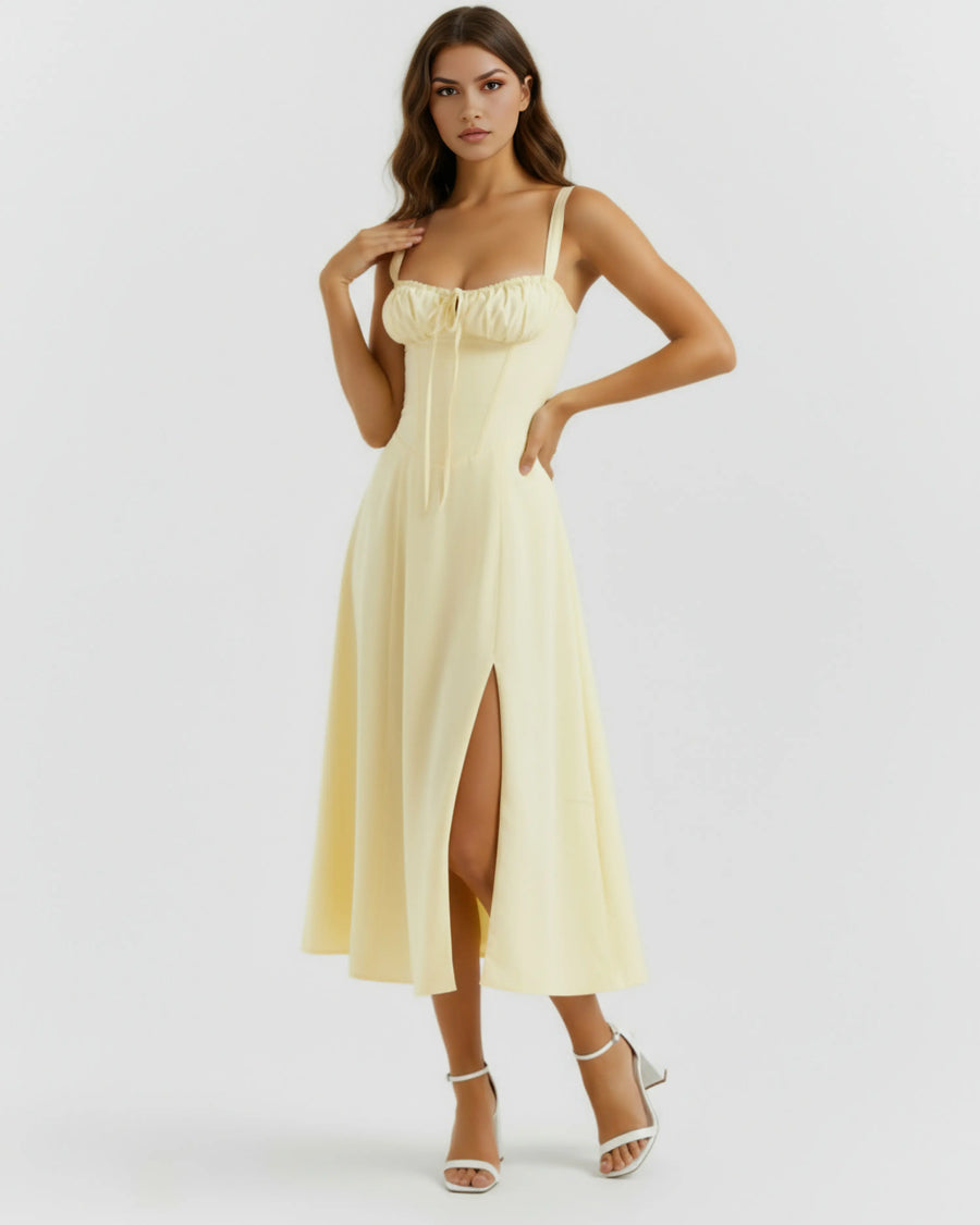 Aurora – Light Yellow Floral Mini Dress Clotheshomes™