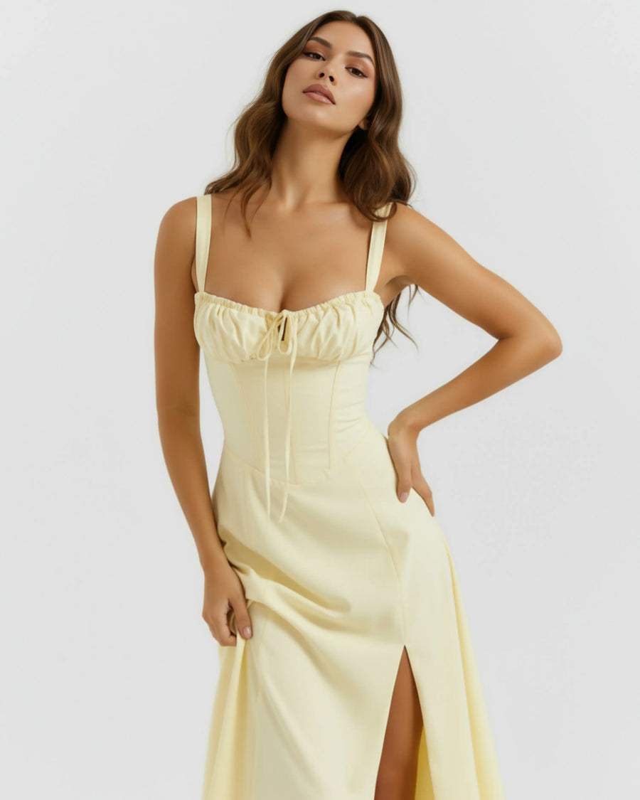 Aurora – Light Yellow Floral Mini Dress Clotheshomes™