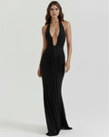 Ariel – Black Plunge Maxi Dress Clotheshomes™