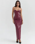 Vanessa – Burgundy Stretch Velvet Midi Dress Clotheshomes™