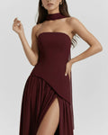 Serena – Burgundy Crepe Maxi Dress Clotheshomes™