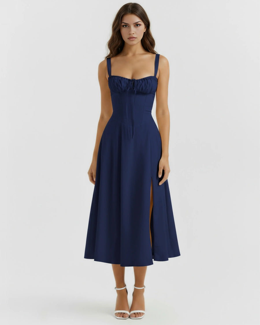 Aurora – Dark Blue Floral Mini Dress Clotheshomes™