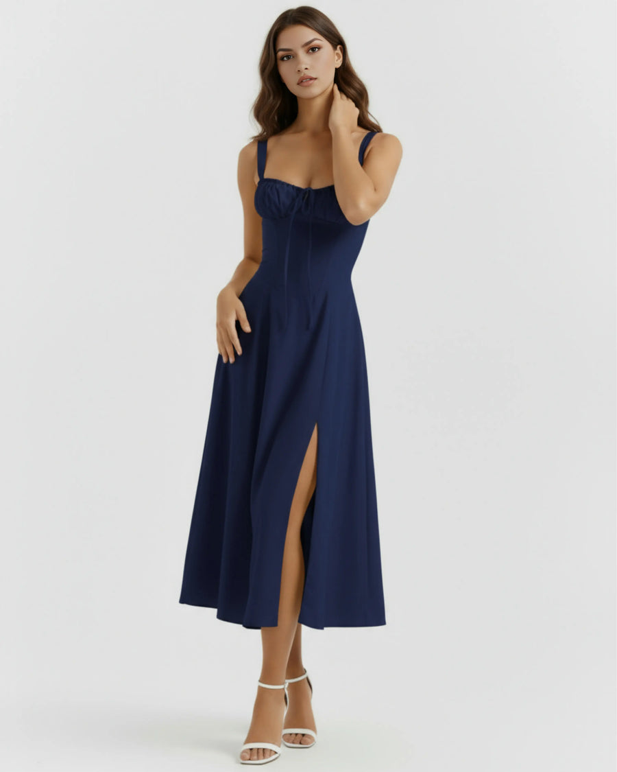 Aurora – Dark Blue Floral Mini Dress Clotheshomes™