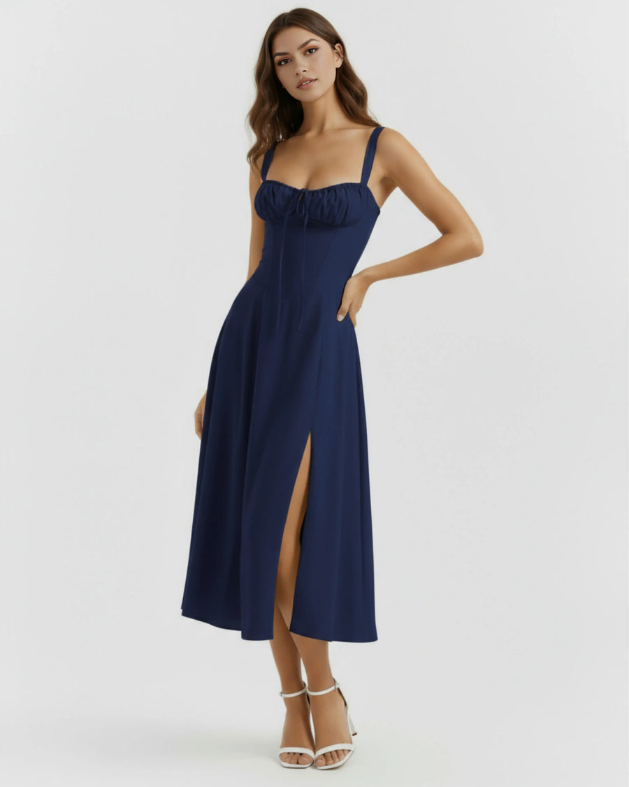 Aurora – Dark Blue Floral Mini Dress Clotheshomes™